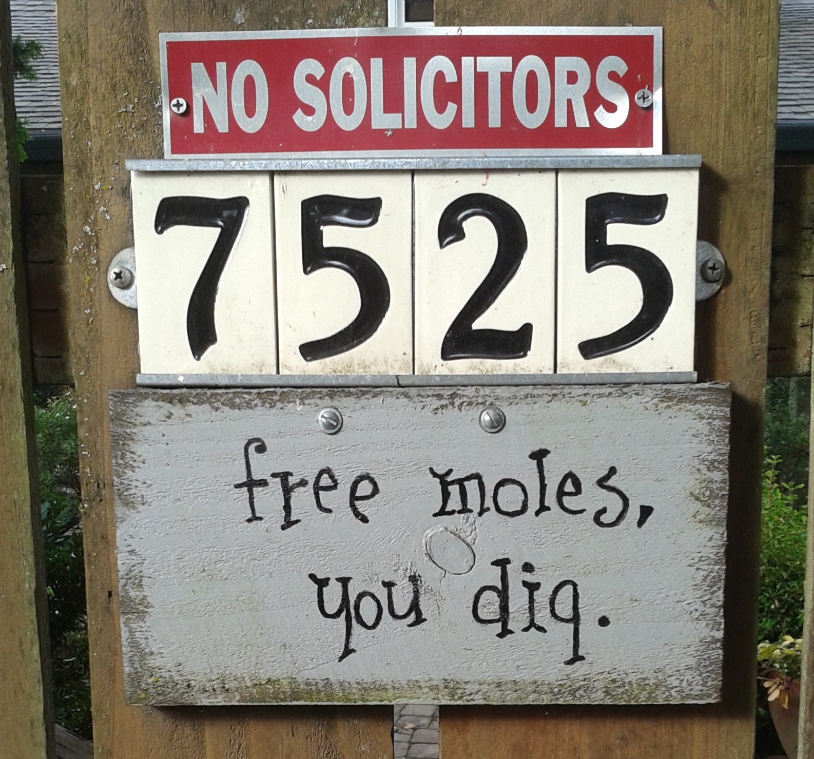 Free moles, you dig. Near April Hill Park.